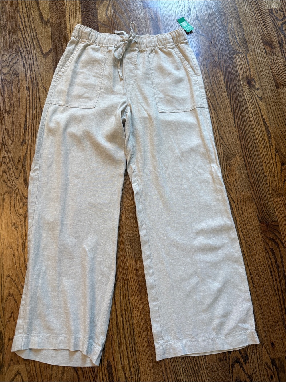 GAP NWT Cream Drawstring Linen-Blend Wide Leg Pants